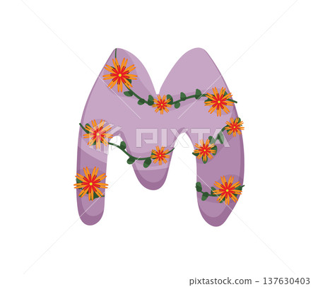 Letter M with Purple Color Letter M with Purple Color 137630403
