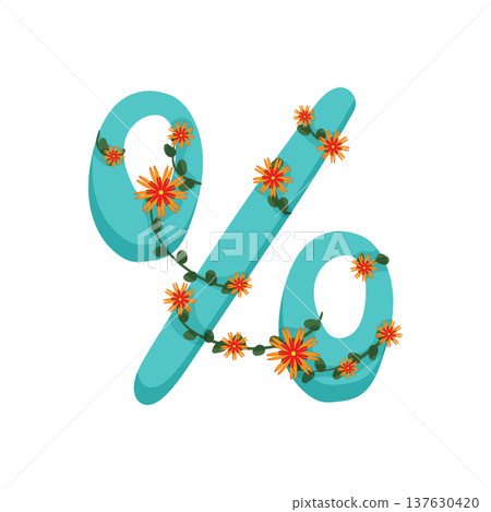 Percent Sign with Flowers 137630420