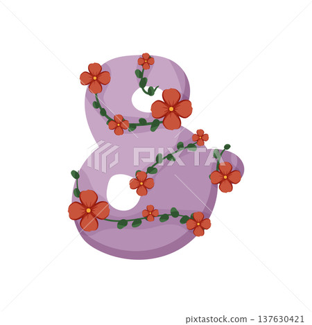Ampersand and Eight with Flowers 137630421