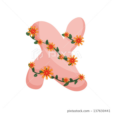Floral Letter X Illustration Floral Letter X Illustration 137630441