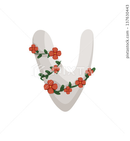 Floral Letter V Illustration Floral Letter V Illustration 137630443