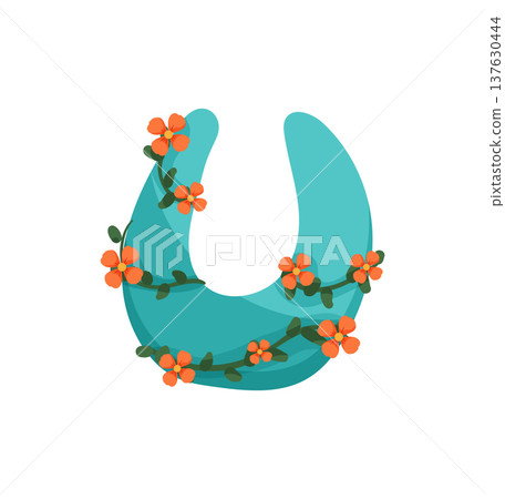 Letter U with Flowers Letter U with Flowers 137630444