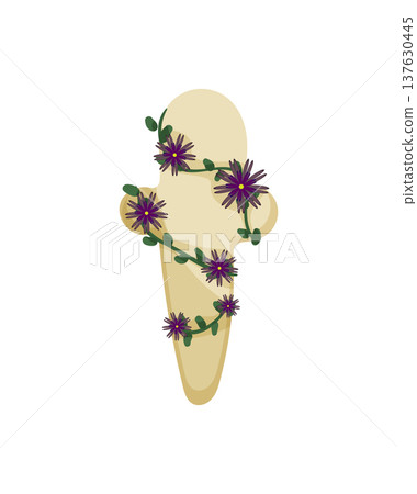 Letter T with Flowers Letter T with Flowers 137630445