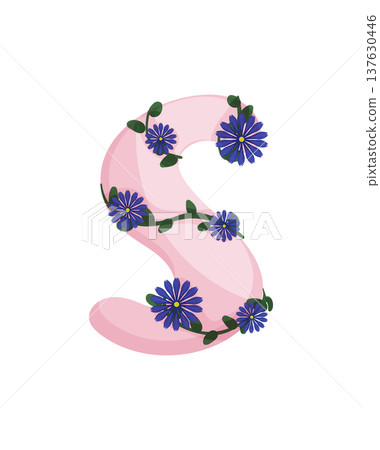 Letter S with Flowers Letter S with Flowers 137630446
