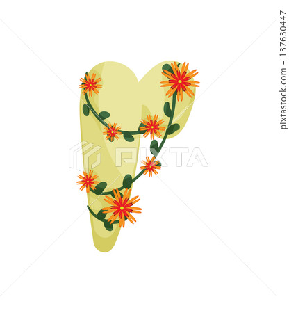 Letter R with Flowers Letter R with Flowers 137630447