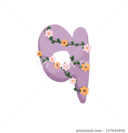 Letter Q with Flowers Letter Q with Flowers 137630448