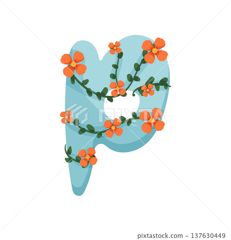 Letter P with Flowers Letter P with Flowers 137630449