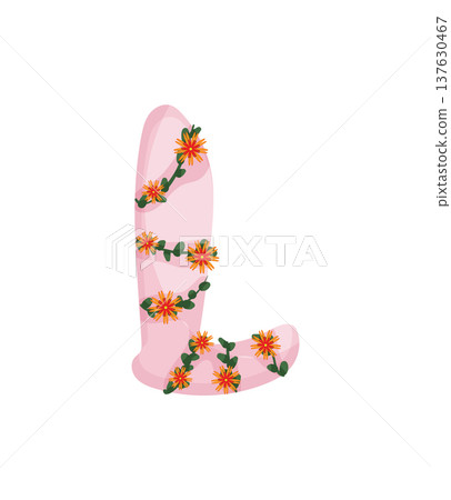 Letter L with Blue Flowers 137630467