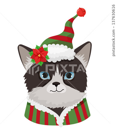 Black and White Cat Elf Hat 137630616