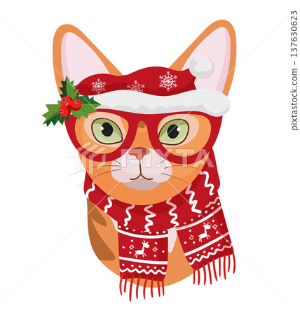 Orange Cat with Christmas Glasses Orange Cat with Christmas Glasses 137630623