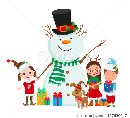 Snowman with Kids 137630647