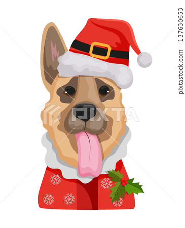 Christmas German Shepherd Illustration 137630653