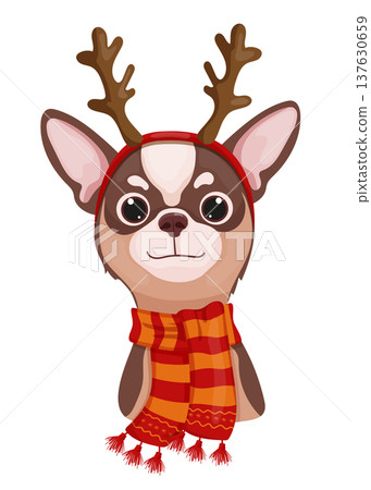 Chihuahua with Christmas Antlers Chihuahua with Christmas Antlers 137630659