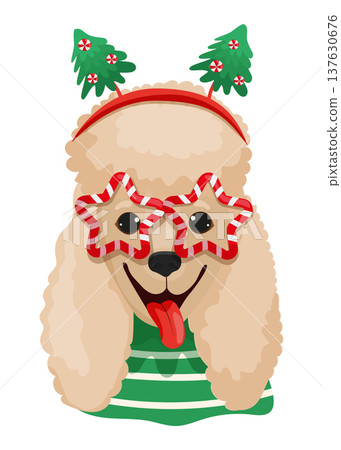 Happy Poodle in Festive Glasses Happy Poodle in Festive Glasses 137630676