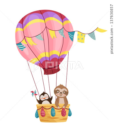 Animals Flying Hot Air Balloon Animals Flying Hot Air Balloon 137630857