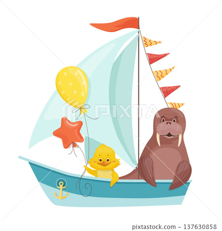 Walrus Sailing the Blue Boat Walrus Sailing the Blue Boat 137630858