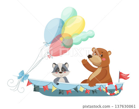 Bear and Raccoon Sail the Boat Bear and Raccoon Sail the Boat 137630861