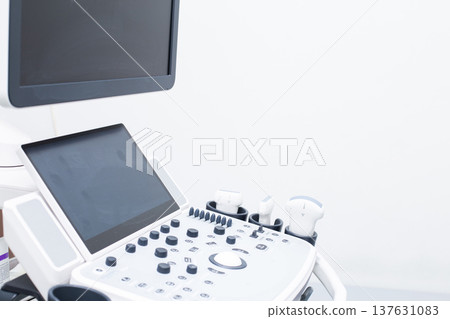 Modern ultrasound machine, scanners and sensors close-up. Medical equipment in the clinic. 137631083