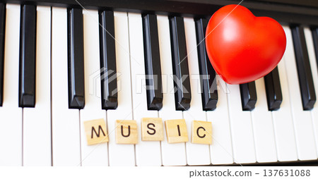 Synthesizer keys black and white background with copy space for your text. Piano octave close up 137631088
