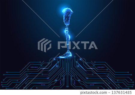 Cyber Prosthetic Leg. Biotech, Bionics and Medical Innovation Vector Illustration Cyber Prosthetic Leg. Biotech, Bionics and Medical Innovation Vector Illustration 137631485