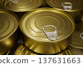 Yellow metal closed tin cans 137631663
