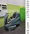 Self-propelled floor scrubber with operator seat. Ride-on floor scrubber machine 137631669