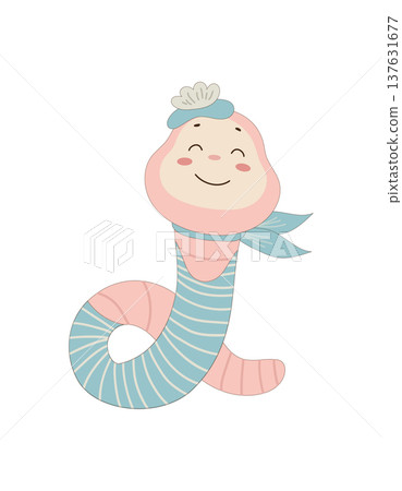 Smiling Cartoon Earthworm 137631677