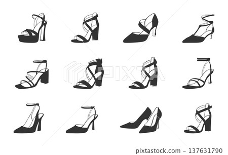 High heels shoes silhouette, Woman shoe silhouettes, Shoes silhouettes, High heels shoes svg, High heels shoes clipart, Shoes svg, Shoes clipart, High heels vectors. 137631790