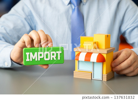 Importing goods into stores for resale. Retail supply chains bring products to shelves. International trade logistics support commerce and distribution in consumer markets. Importing goods into stores for resale. Retail supply chains bring products to shelves. International trade logistics support commerce and distribution in consumer markets. 137631832