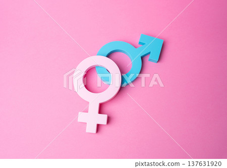Two gender symbols symbolizing relationships. Romantic relationships. Finding a partner and starting a family. Sexual health and fertility. Two gender symbols symbolizing relationships. Romantic relationships. Finding a partner and starting a family. Sexual health and fertility. 137631920