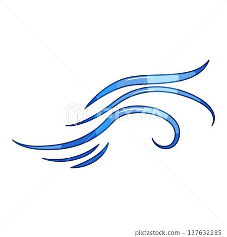 Dynamic blue wavy lines symbolizing wind flow and air current 137632285