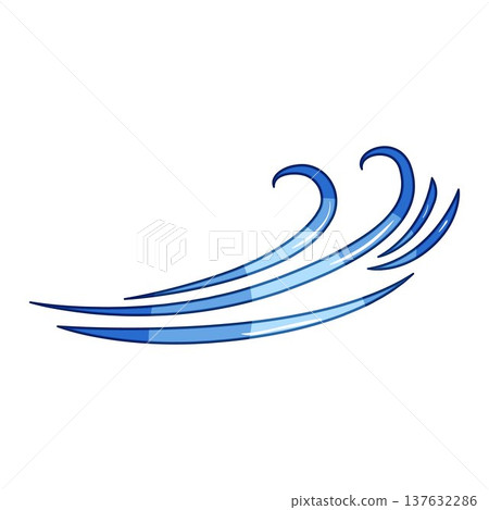 Blue stylized wind coming from left blowing right Blue stylized wind coming from left blowing right 137632286