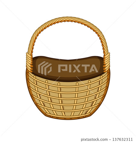 Wicker basket with handle, illustration on white 137632311