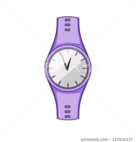Purple wrist watch showing time cartoon drawing Purple wrist watch showing time cartoon drawing 137632337