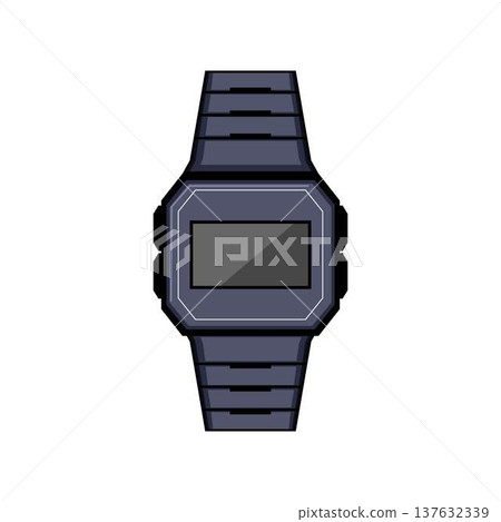 Digital wrist watch displaying timekeeping technology concept Digital wrist watch displaying timekeeping technology concept 137632339