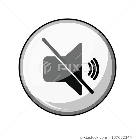 Muting volume speaker device icon depicting sound off Muting volume speaker device icon depicting sound off 137632344