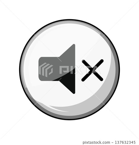 Mute button icon indicating silenced audio volume Mute button icon indicating silenced audio volume 137632345
