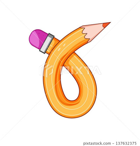 Flexible yellow pencil bending into creative looped shape 137632375