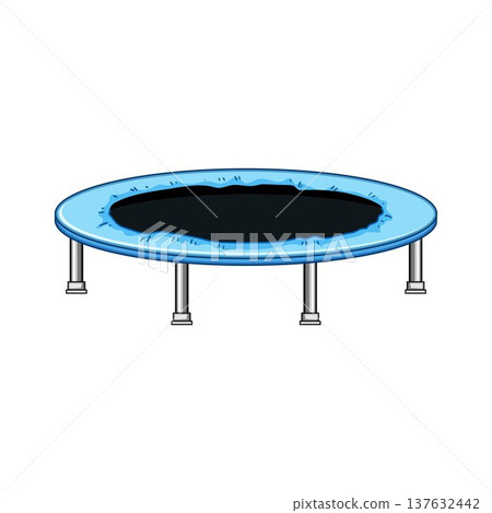 Round blue trampoline for bouncing and outdoor play Round blue trampoline for bouncing and outdoor play 137632442
