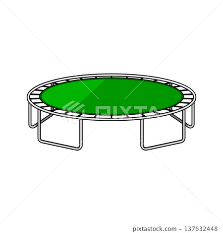 Green trampoline standing ready for kids jumping Green trampoline standing ready for kids jumping 137632448