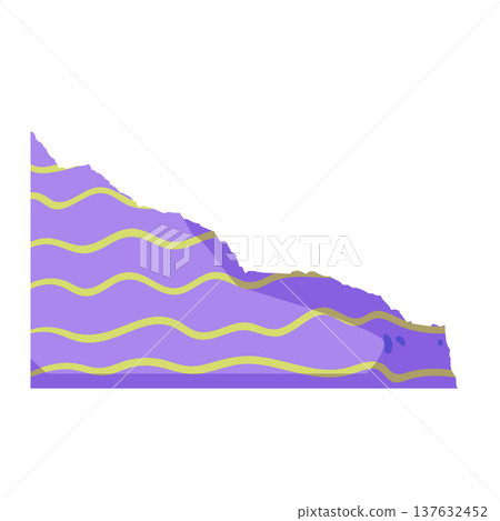 Ripped purple paper shape with yellow waves 137632452