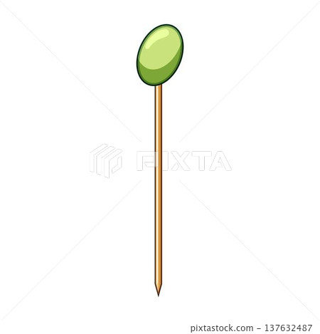 Decorative cocktail toothpick with green oval top 137632487