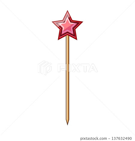 Decorative cocktail pick with red star design 137632490