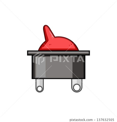 Red toggle switch controlling power with cartoon illustration 137632505