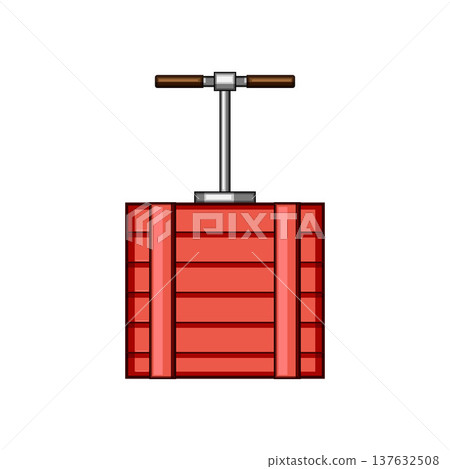Detonator plunger activating a red dynamite bomb box 137632508
