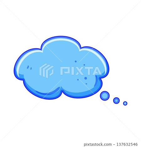 Blue thought bubble with dots representing thinking concept 137632546