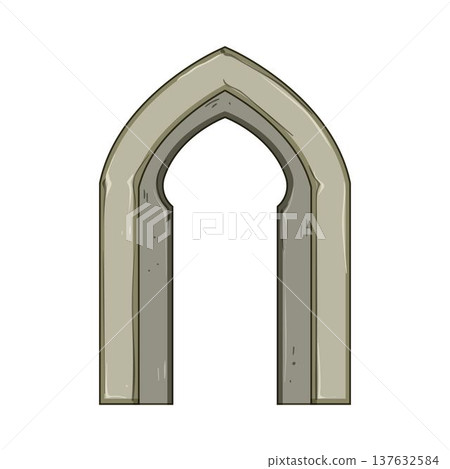 Stone arch gate frame creating portal concept 137632584
