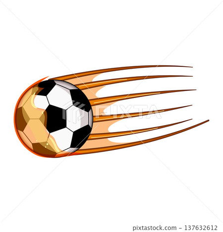 Soccer ball flying with speed and fiery trail 137632612
