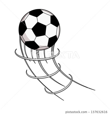 Soccer ball flying fast representing speed and motion 137632616