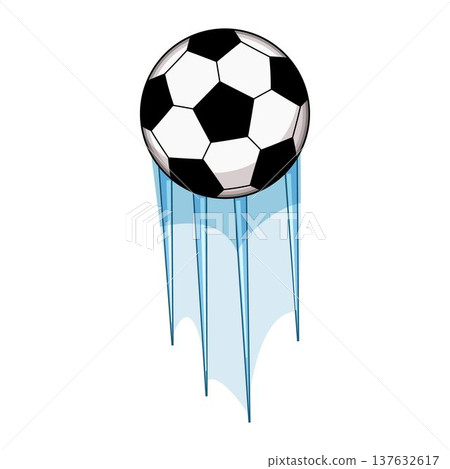 Soccer ball flying fast showing speed and movement 137632617